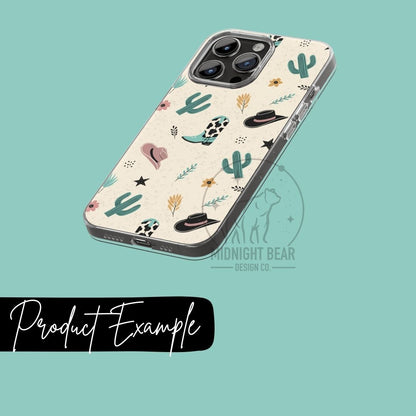 Boots and Cactus Seamless Pattern Instant Digital Download