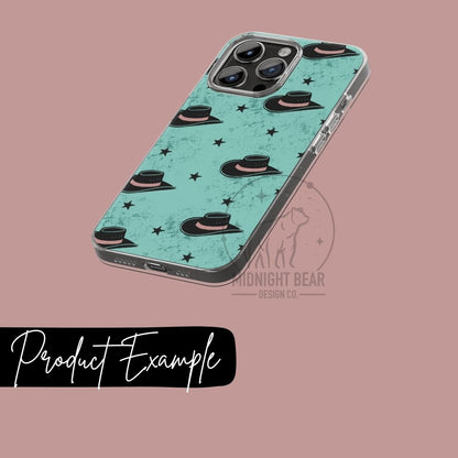 Hats and Stars in Teal Seamless Pattern Instant Digital Download