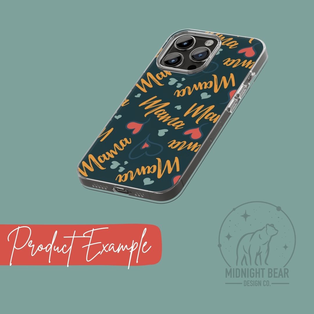 Mama Hearts Retro Seamless Pattern Instant Digital Download