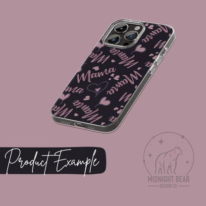 Mama Hearts Purple Seamless Pattern Instant Digital Download