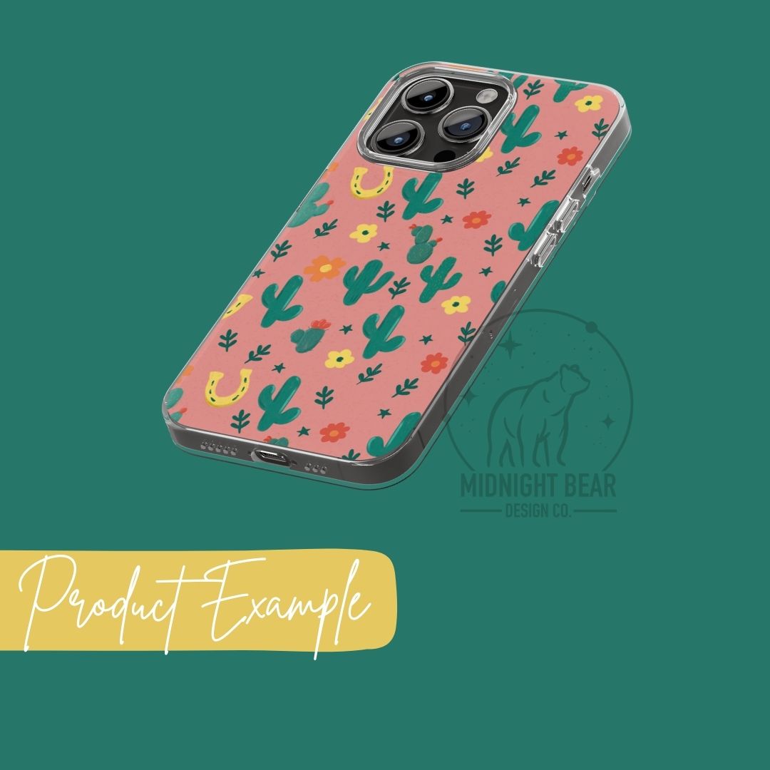 Ditsy Cactus Pink Seamless Pattern Instant Digital Download