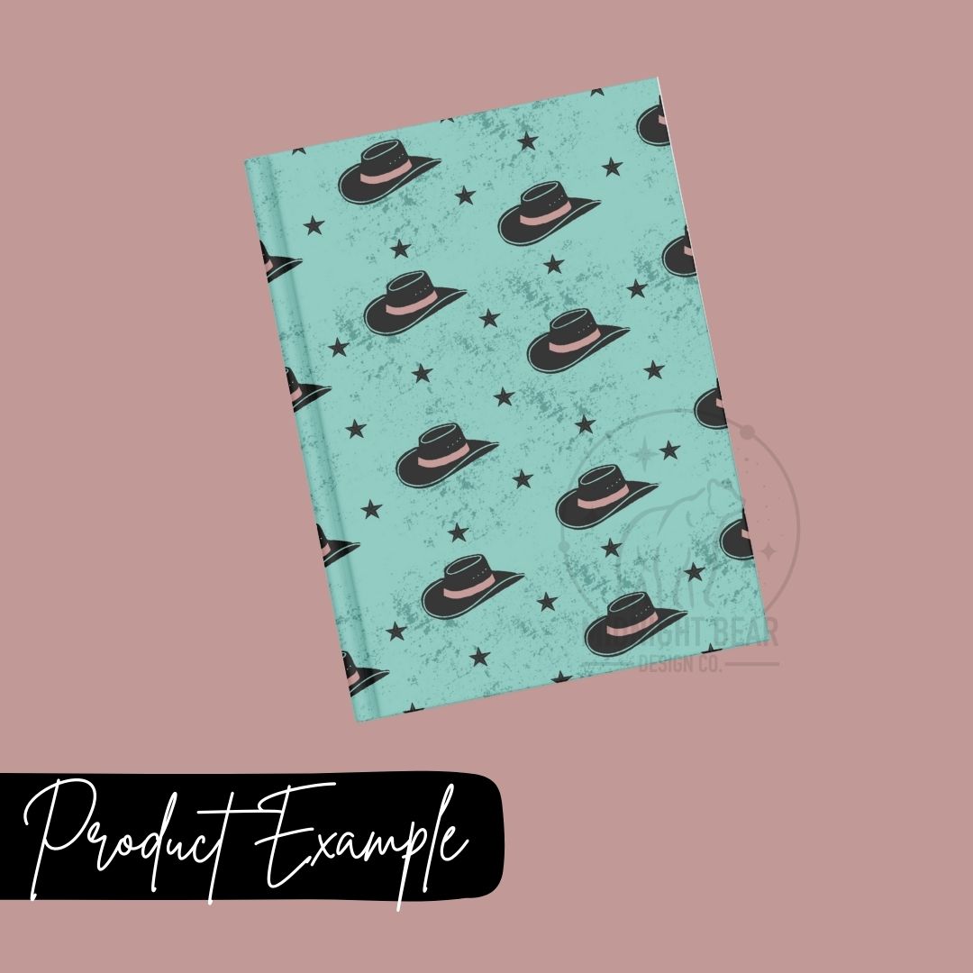 Hats and Stars in Teal Seamless Pattern Instant Digital Download