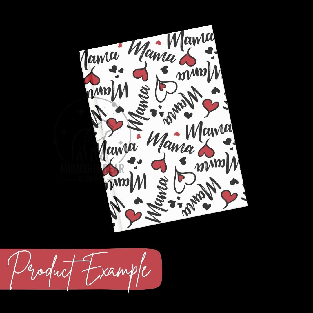 Mama Hearts Black, White, & Red Seamless Pattern Instant Digital Download