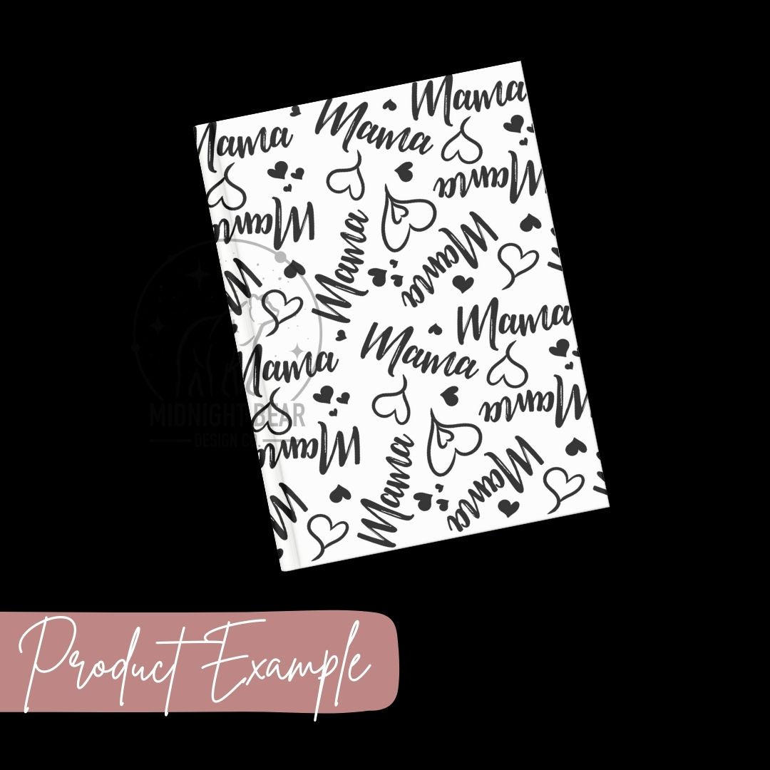 Mama Hearts Black and White Seamless Pattern Instant Digital Download