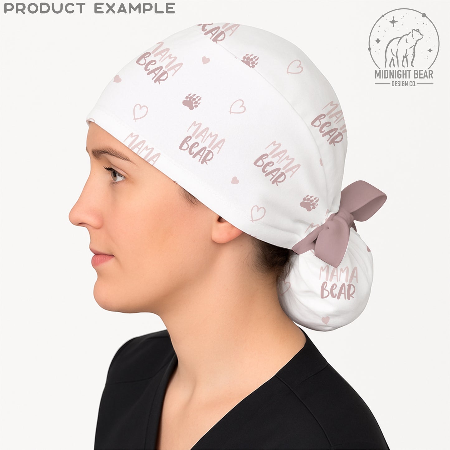 Blush Pink Mama Bear Seamless Text and Paw Print Pattern