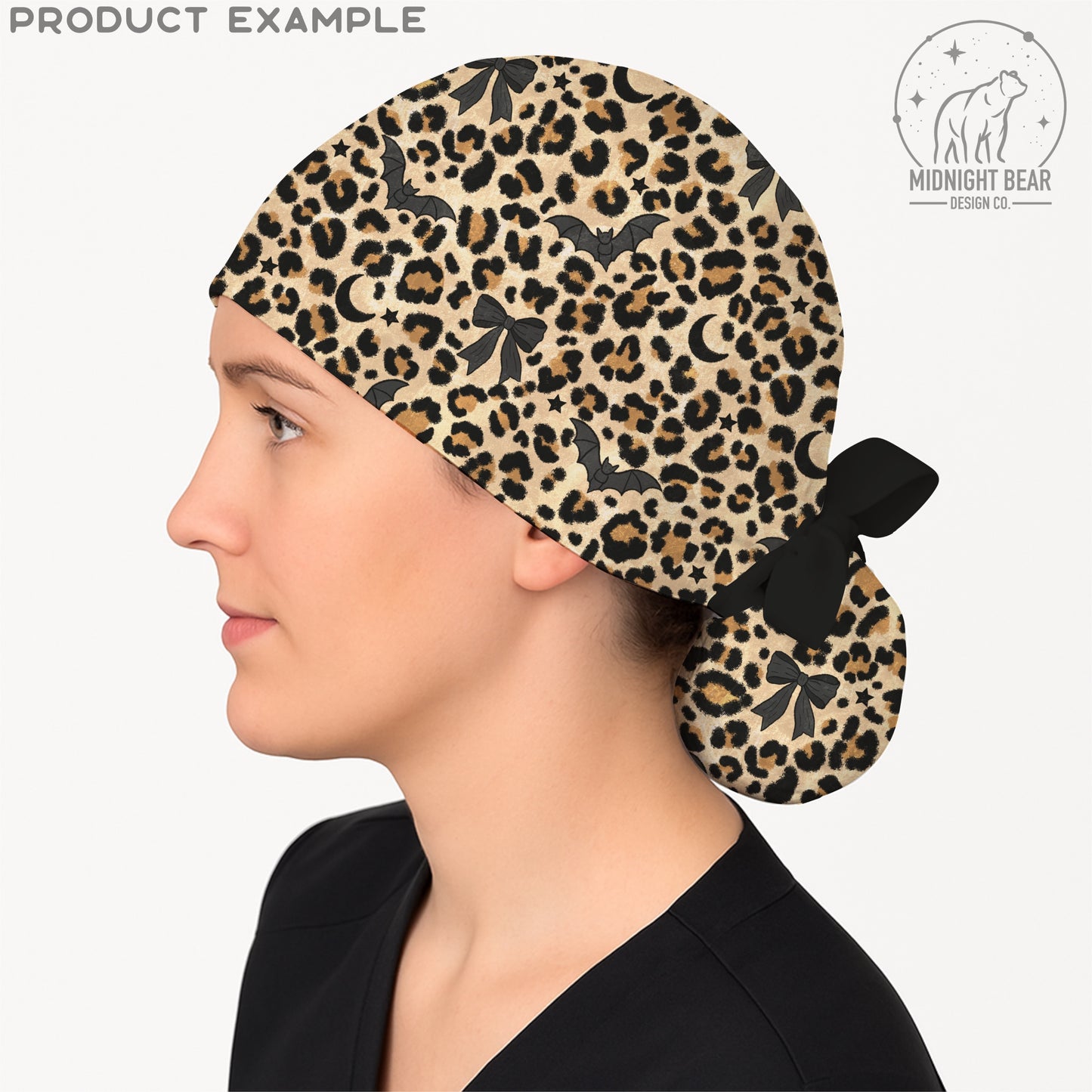 Halloween Leopard with Bats and Bows Seamless Pattern Tan Colorway