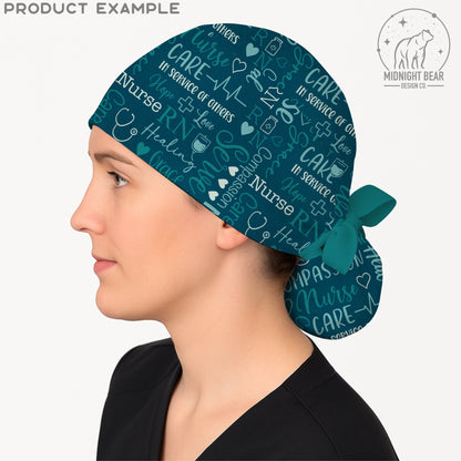 Teal Nurse Word Grid, Nursing Appreciation Seamless Pattern