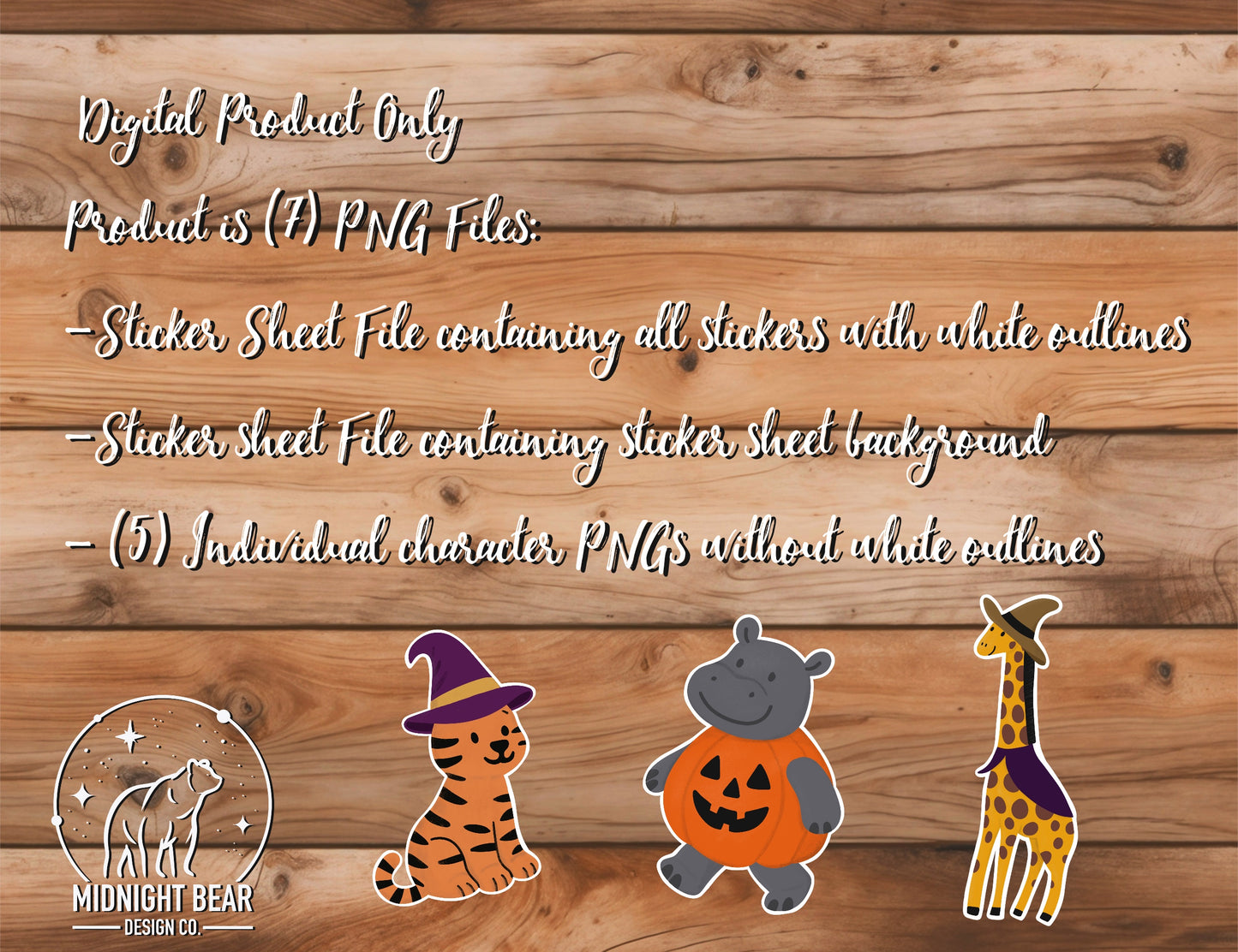 Spooky Zoo Halloween Sticker Sheet and Clip Art