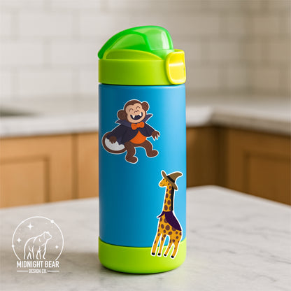 Spooky Zoo Halloween Sticker Sheet and Clip Art