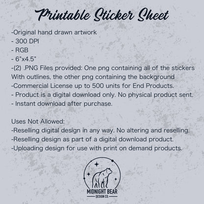 Cherry Bomb Summer Messy Coquette Printable Sticker Sheet, PNG Download