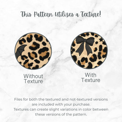 Halloween Leopard with Bats and Bows Seamless Pattern Tan Colorway