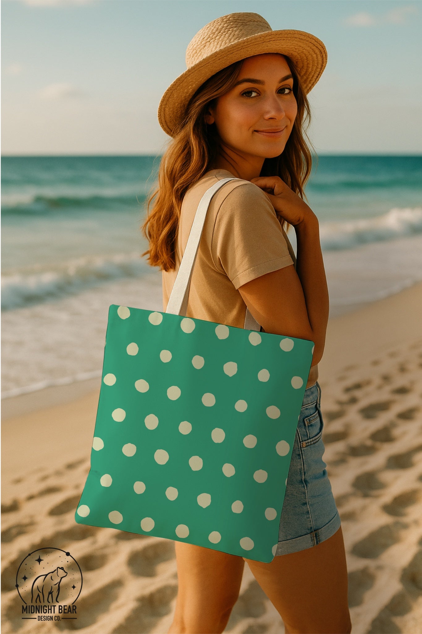 Teal Inky Polka Dot Seamless Pattern