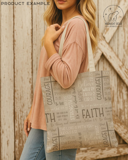 Beige Faith Over Fear Word Grid Seamless Pattern