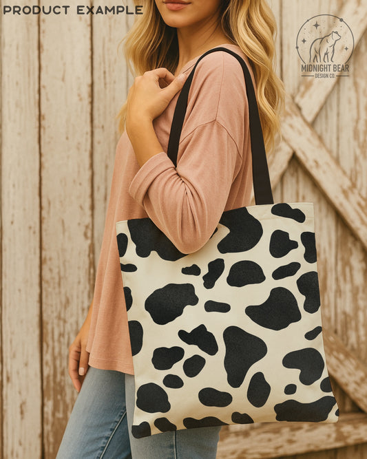 Cow Print Seamless Pattern | Black and White Animal Print Farmhouse