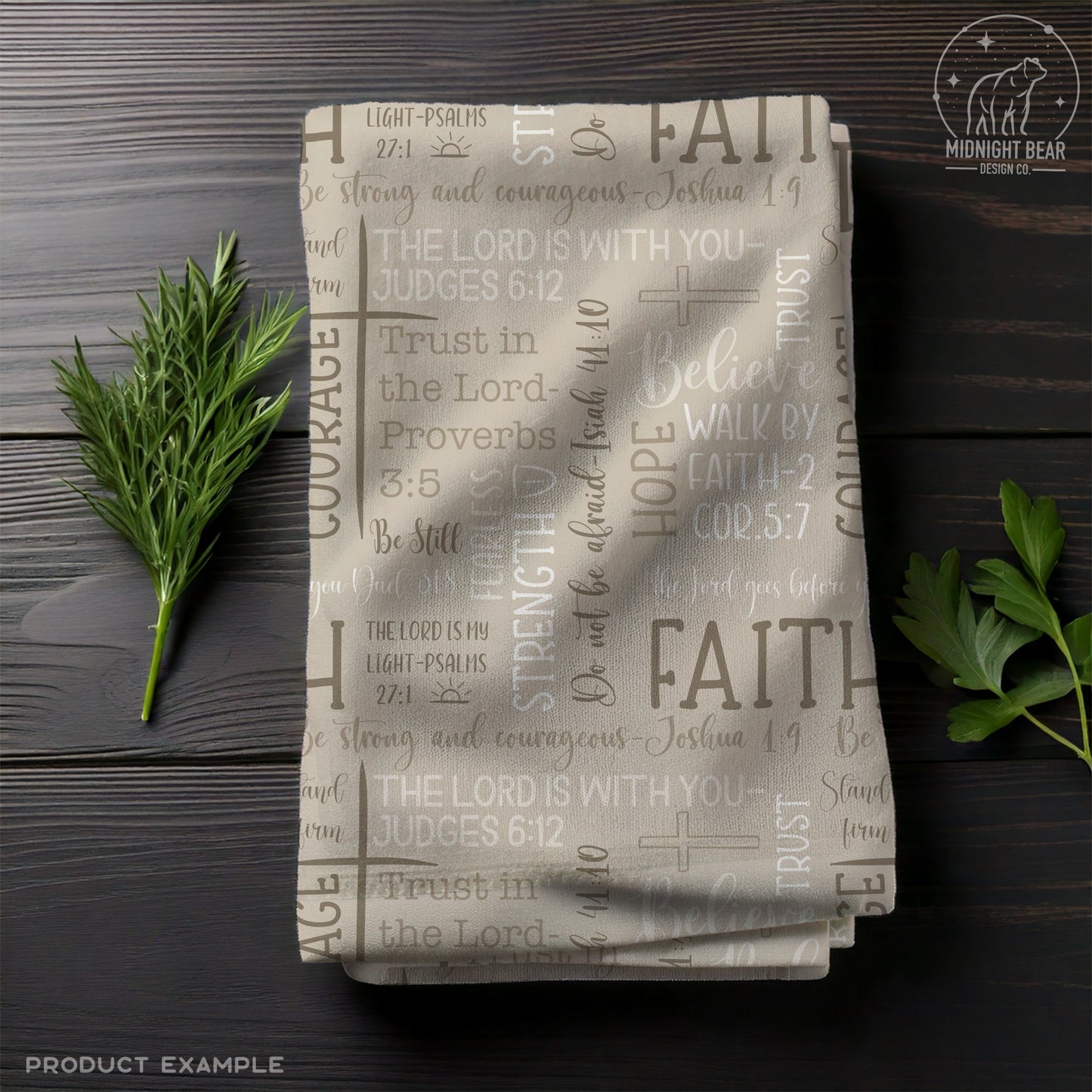 Beige Faith Over Fear Word Grid Seamless Pattern