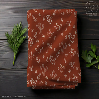 Hand Drawn Cactus Seamless Pattern – Boho Desert Floral PNG for Fabric, Scrapbooking, Wallpaper, Sublimation, Instant Download Digital Paper