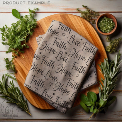 Faith Hope Love Seamless Pattern | Neutral Christian Hand-Lettered Script Design | Inspirational Fabric, Wallpaper, Digital Paper, scripture