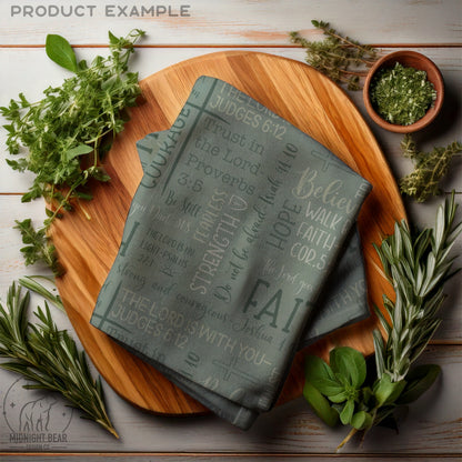 Sage Faith Over Fear Word Grid Seamless Pattern