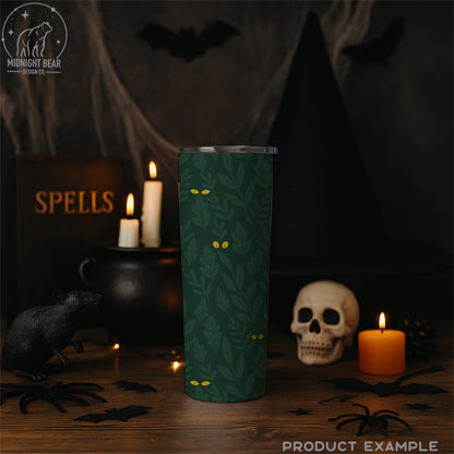 Green Halloween Eyes in the Jungle Seamless Pattern