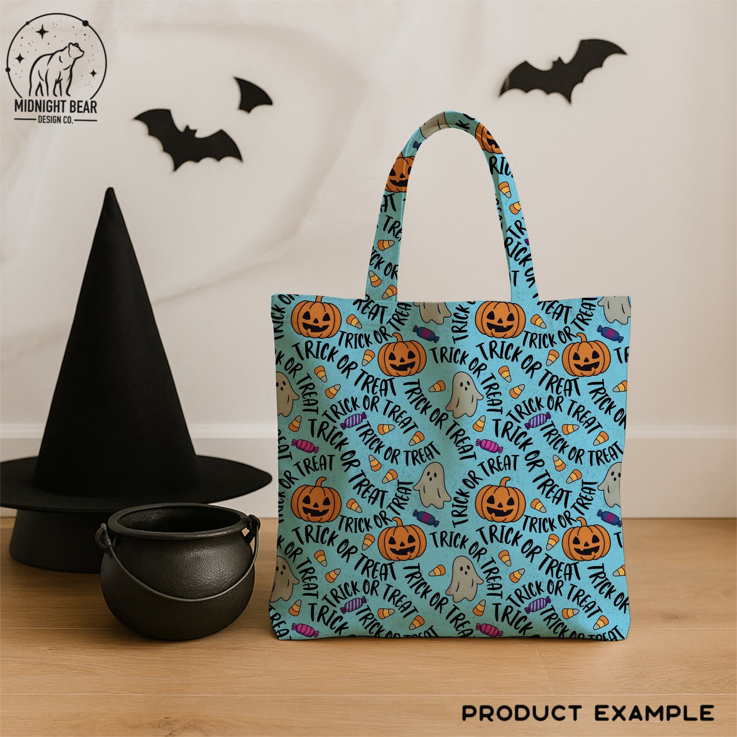 Trick or Treat Blue Seamless Pattern Instant Digital Download