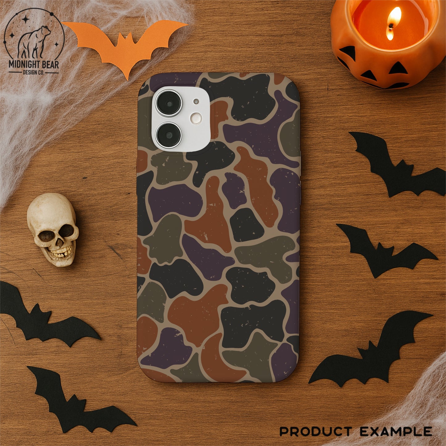 Halloween Camo Seamless Pattern Green Orange Purple
