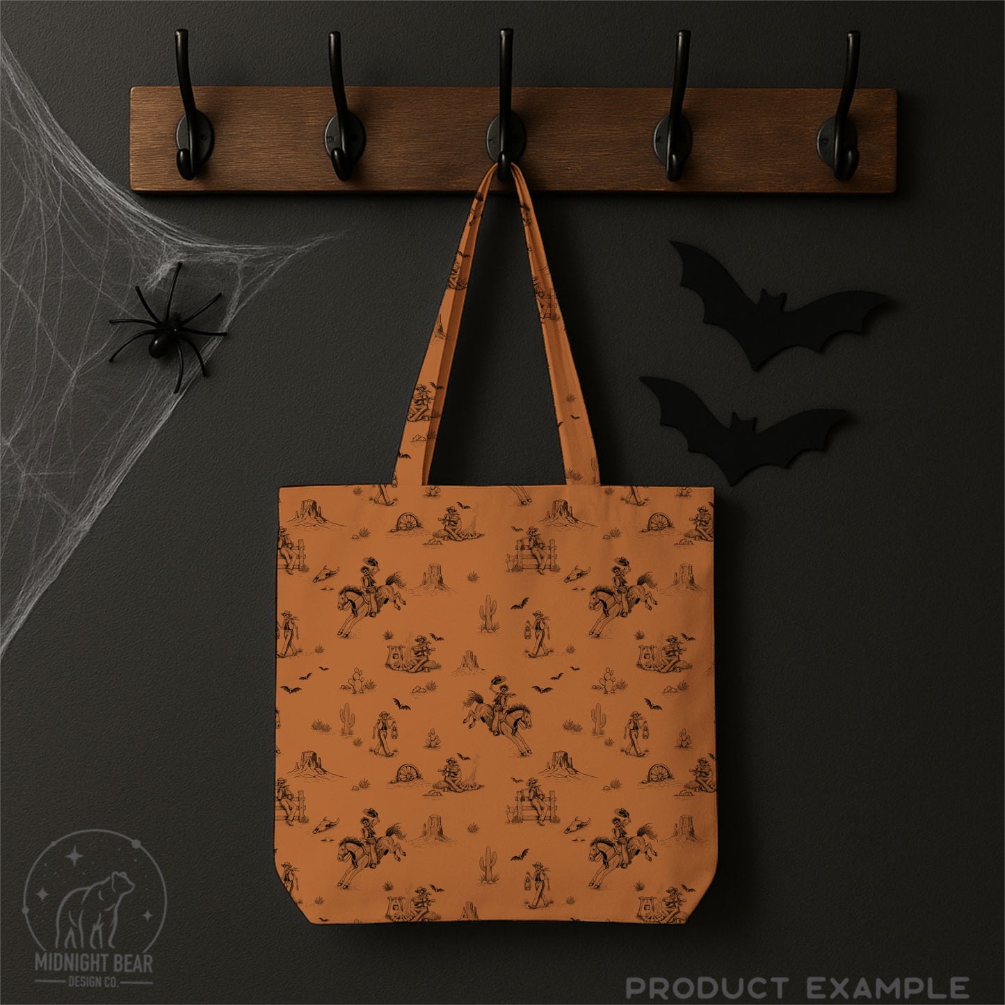 Skeleton Ranch Halloween Vintage Toile Seamless Pattern Old Leather