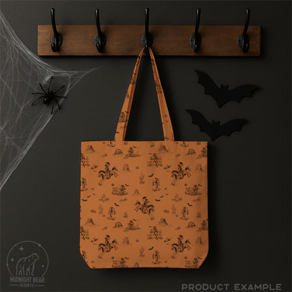 Skeleton Ranch Halloween Vintage Toile Seamless Pattern Old Leather