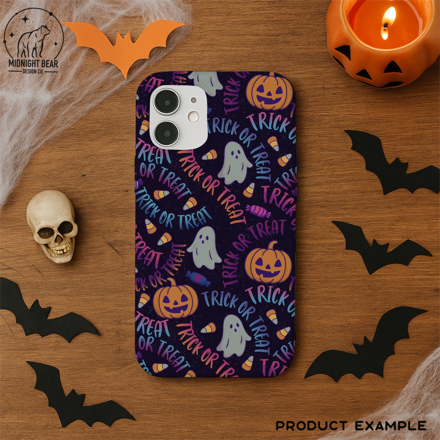 Trick or Treat Purple Seamless Pattern Instant Digital Download