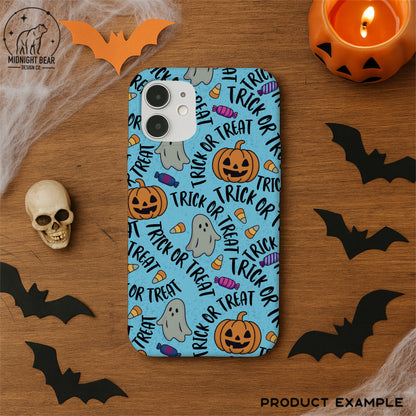Trick or Treat Blue Seamless Pattern Instant Digital Download
