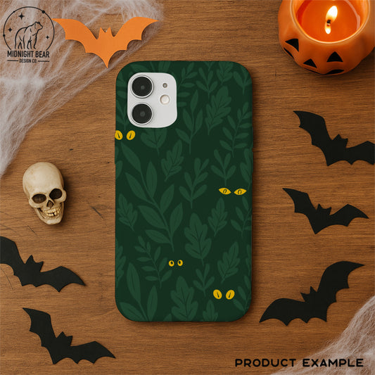 Green Halloween Eyes in the Jungle Seamless Pattern