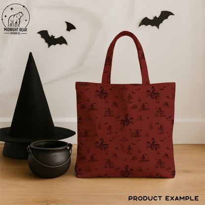 Skeleton Ranch Halloween Toile Seamless Pattern Rust Red
