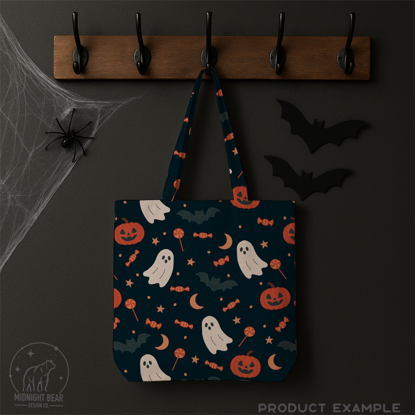 Pumpkins Ghosts & Candy Orange Seamless Pattern Instant Digital Download