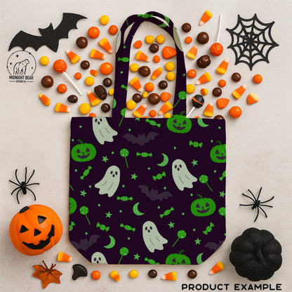 Pumpkins Ghosts Candy Green Seamless Pattern Instant Digital Download