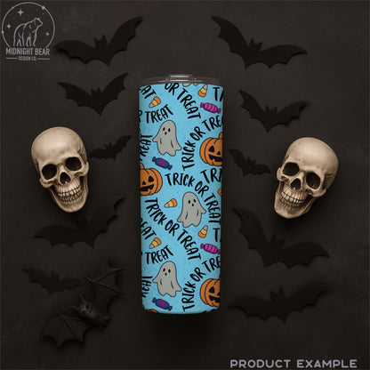 Trick or Treat Blue Seamless Pattern Instant Digital Download