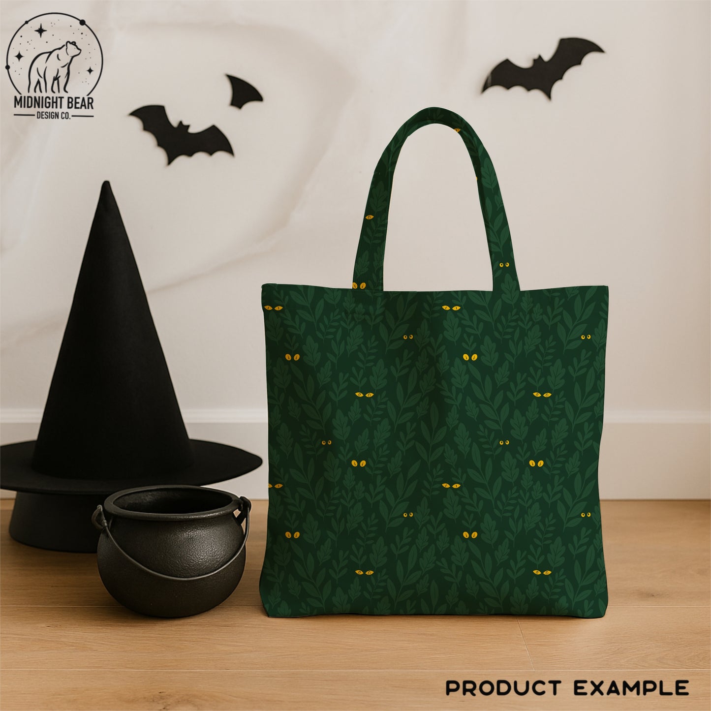 Green Halloween Eyes in the Jungle Seamless Pattern