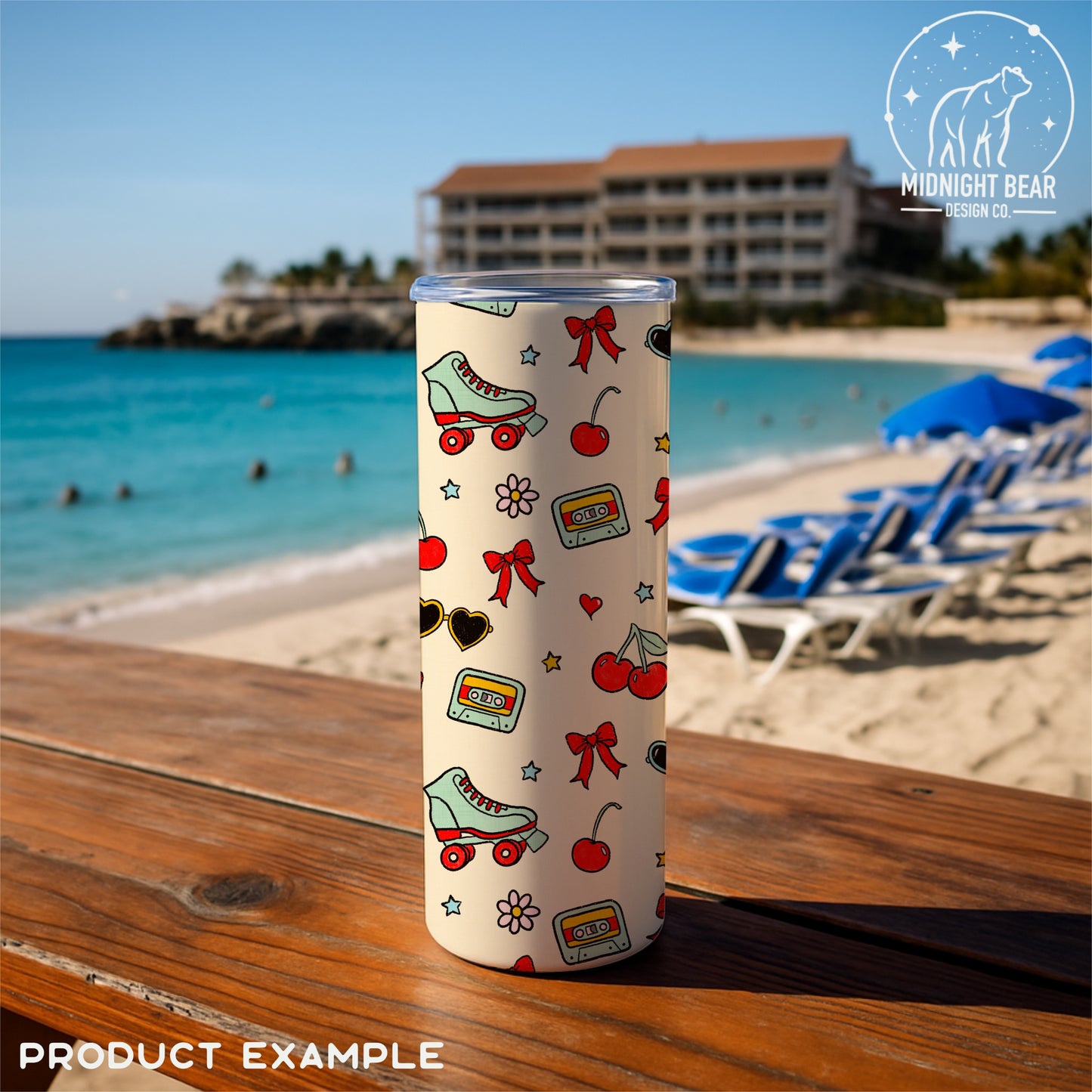 Cherry Bomb Summer Cream Seamless Pattern Instant Digital Download