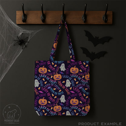 Trick or Treat Purple Seamless Pattern Instant Digital Download