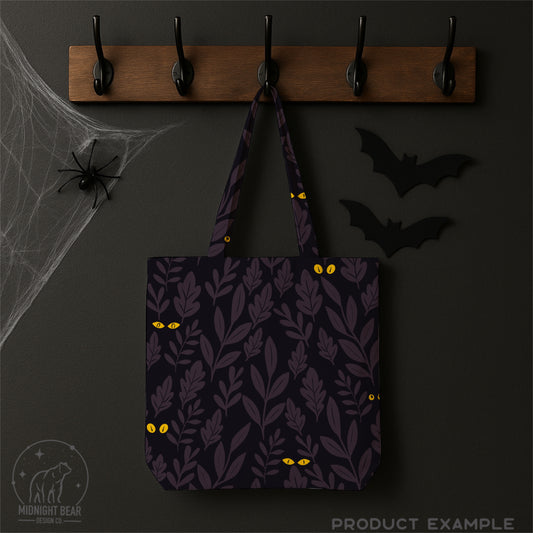 Purple Halloween Eyes in the Jungle Seamless Pattern