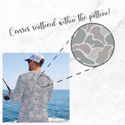 Hidden Cross Duck Camo Seamless Pattern Blue Grey