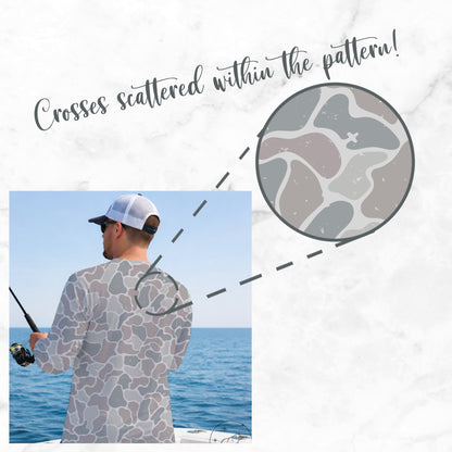 Hidden Cross Duck Camo Seamless Pattern Blue Grey
