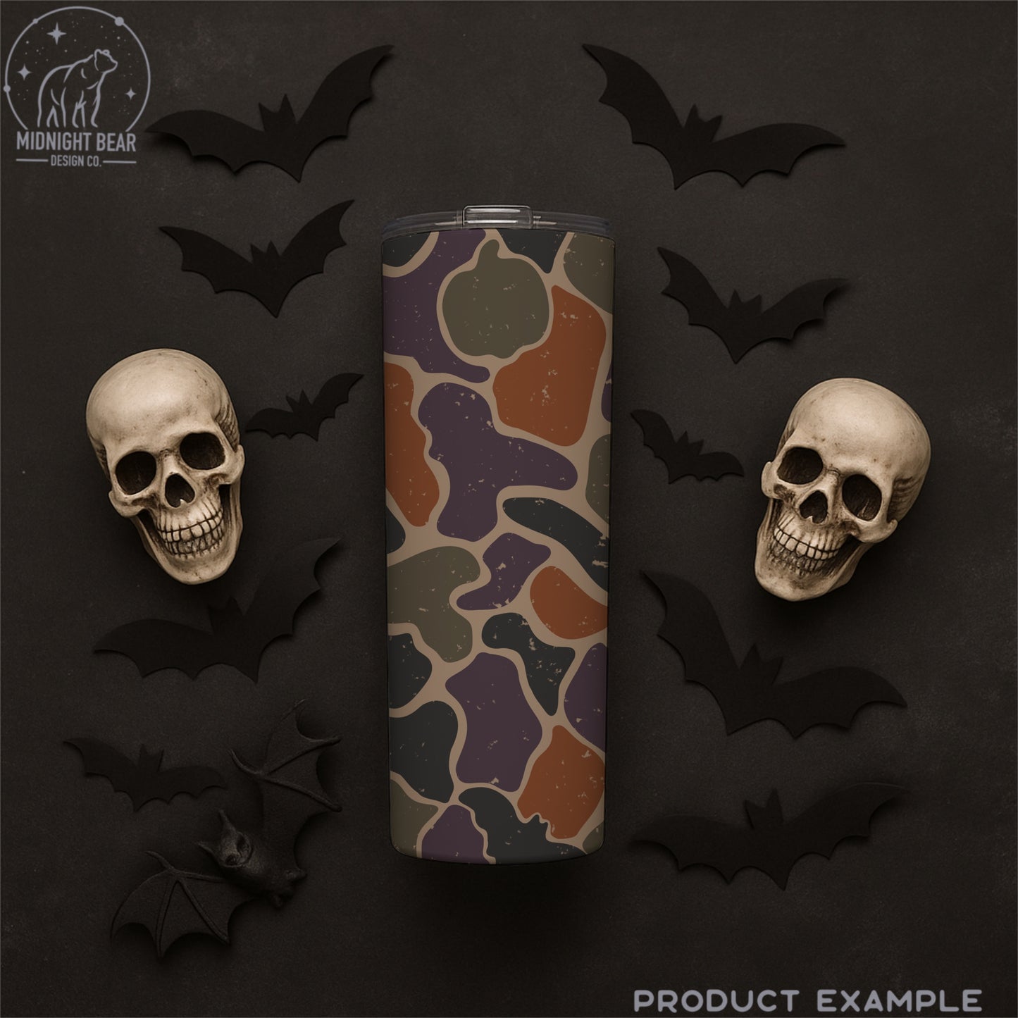 Halloween Camo Seamless Pattern Green Orange Purple