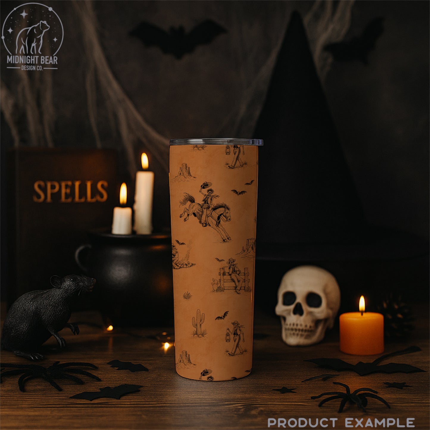 Skeleton Ranch Halloween Vintage Toile Seamless Pattern Old Leather