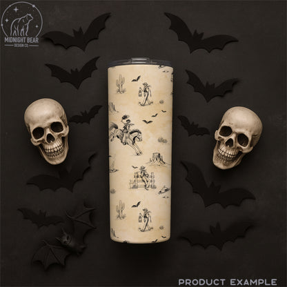 Skeleton Ranch Western Halloween Toile Tan Vintage Paper