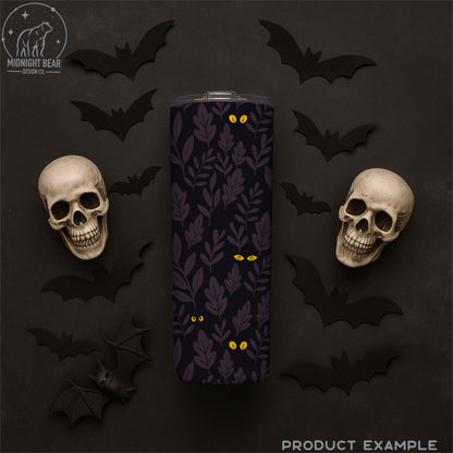 Purple Halloween Eyes in the Jungle Seamless Pattern