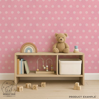 Classic Retro Pink Polka Dot Seamless Pattern Subtle Texture, Hand Drawn Coquette Digital Paper, Modern Polka Dot Fabric, Scrapbook, PNG