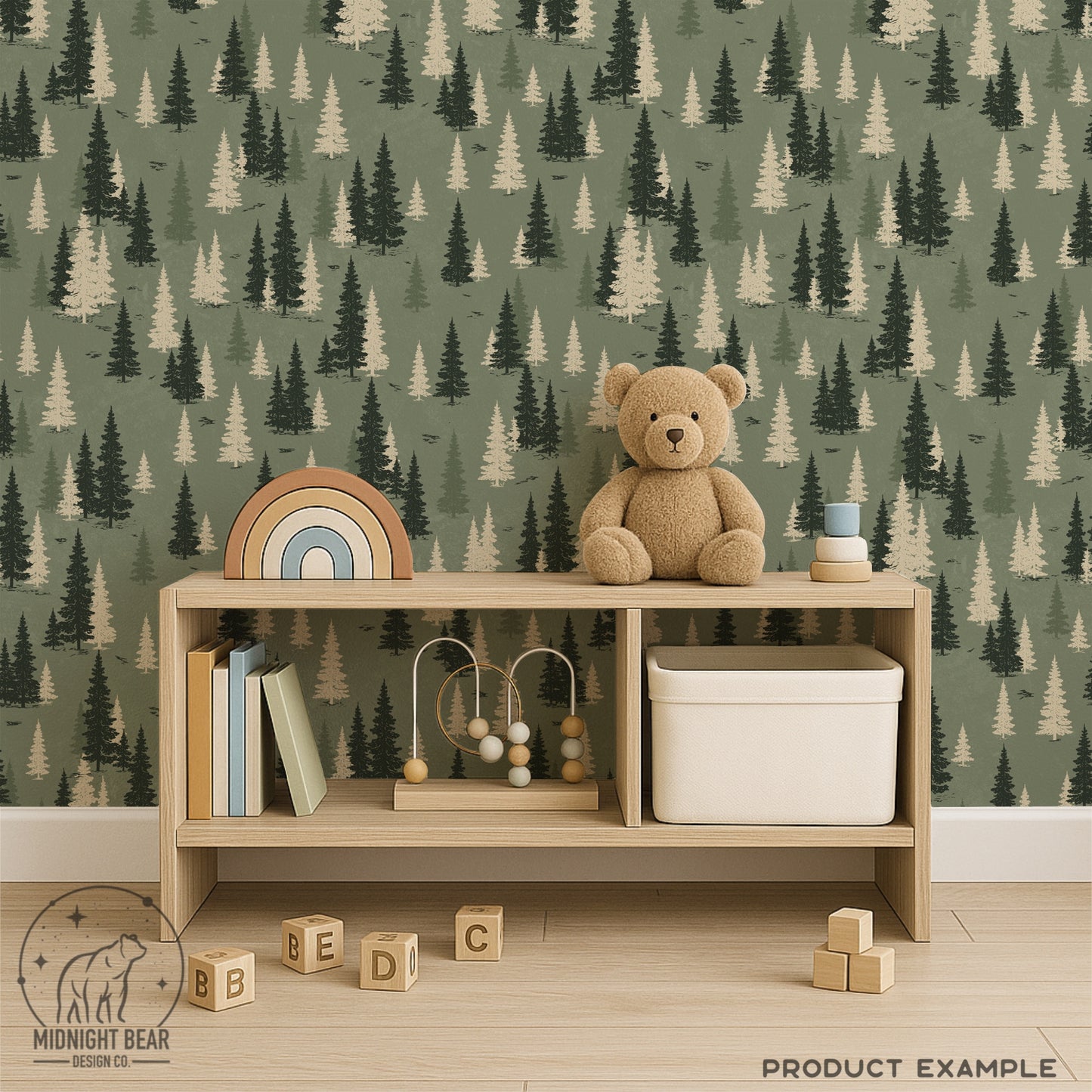Sage Woodland  Vintage Forest Seamless Pattern