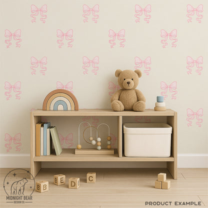 Pink Bow Seamless Pattern, Coquette Ribbon Design on Cream Background, Feminine Fabric, Wallpaper, Digital Paper, Girly Bows