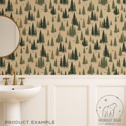 Evergreen Pine Tree Woodland Forest Seamless Pattern