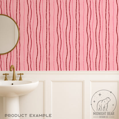 Light Pink Blotted Stripe Seamless Pattern, Hand Drawn Wavy Line Design, Coquette Fabric, Wallpaper, Digital Paper, Scrapbook, boho abstract