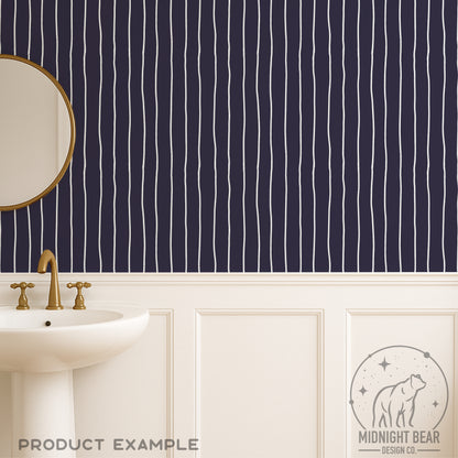Navy Blue Wavy Stripe Seamless Pattern